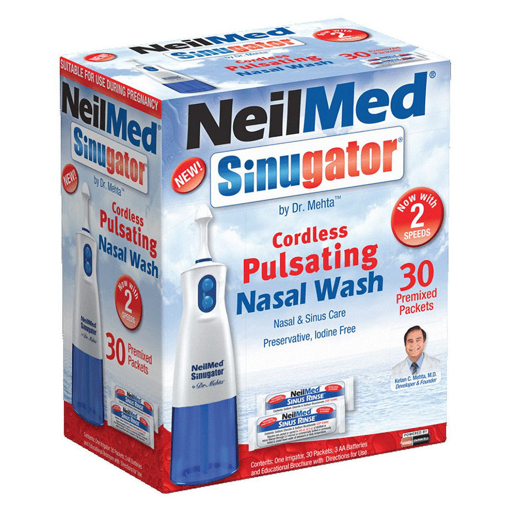 Neilmed Sinugator Cordless Pulsating Nasal Wash With 30 Pre-Mixed Packets - 1 Ea